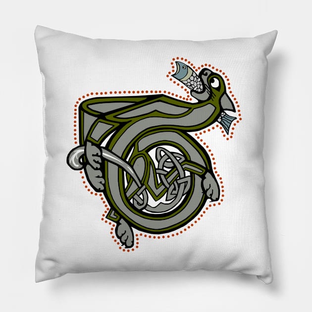 Celtic Cat Letter T Pillow by Donnahuntriss