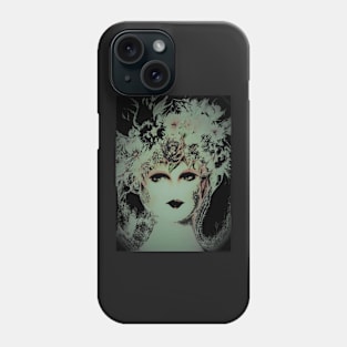 BLACK AND CREAM FLOWER GIRL,,,House of Harlequin Phone Case