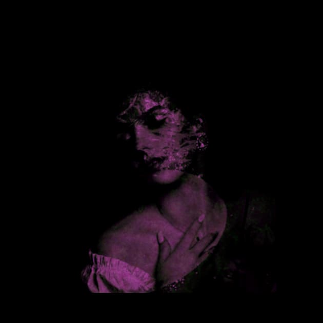 Beautiful girl, her skin and body falling down to pieces, disappear. Dark, dim, violet. by 234TeeUser234