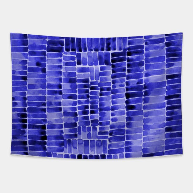 Watercolor abstract rectangles - blue Tapestry by wackapacka