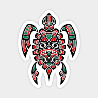 Red and Black Haida Spirit Sea Turtle Magnet