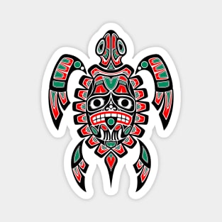 Red and Black Haida Spirit Sea Turtle Magnet