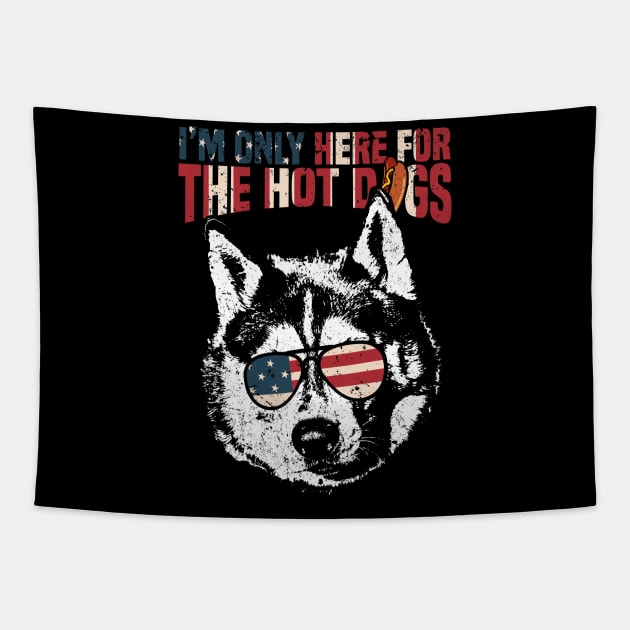 Husky Shirt Funny 4th of July Pup Tee Tapestry by Madfido