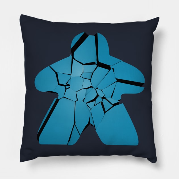 The Broken Meeple (blue) Pillow by TONYSTUFF