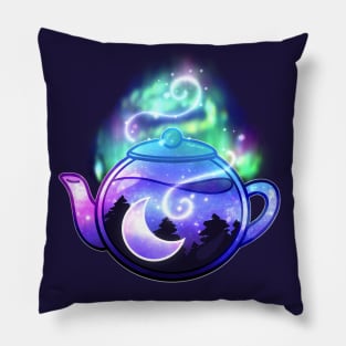 Aurora Borealis Teapot - Dreamy Aesthetic by heysoleilart Pillow