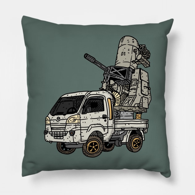 mini truck technical, air defense. Pillow by JJadx