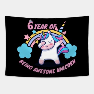 6 year of being awesome unicorn Tapestry