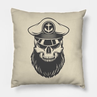 Skull with Beard in Captain Hat Pillow