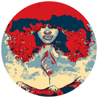 Curly Afro Nature of Peace Mountains Magnet