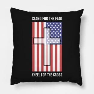 Stand For The American Flag, Kneel For The Christian Cross Pillow