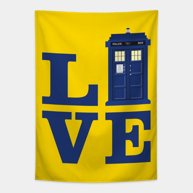 Love The Blue Time Travel Police Public Call Box 1 Tapestry by EDDArt