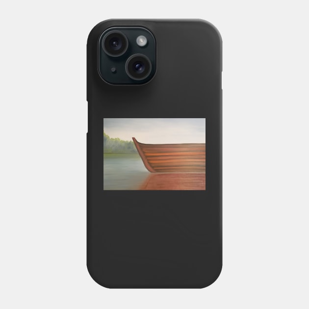 boat on water oil painting Phone Case by Tabitha Kremesec 