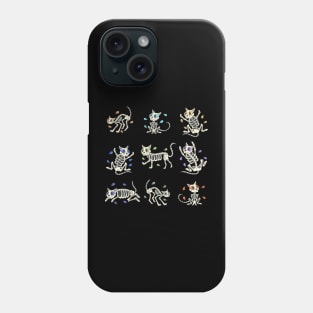 Colorful Cat Skeleton Day of the Dead Candy Skeleton Phone Case