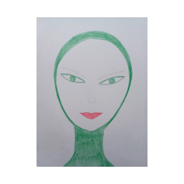 Green Eyed Lady Unique Portrait Art by Unique Black White Colorful Abstract Art