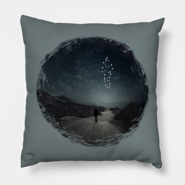 Star Man - Surreal Landscape With Man As Constellation Pillow by DyrkWyst