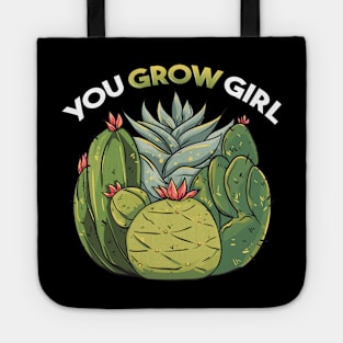 You Grow Girl Gardening Planting Succulents Pun Tote