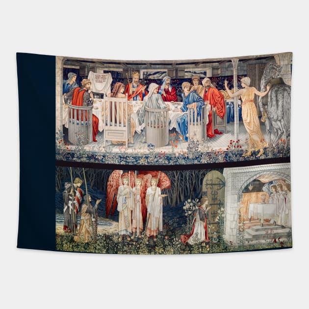 Quest for the Holy Grail,Knights of the Round Table ,Strange Damsel,Vision of the Angels to Galahad,Bors and Perceval Tapestry by BulganLumini