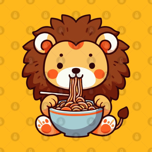 Cute lion eat Ramen by fikriamrullah