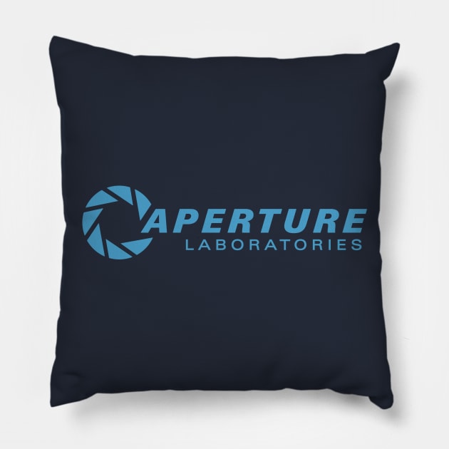 APERTURE LABORATORIES - NEON BLUE Pillow by mixtee