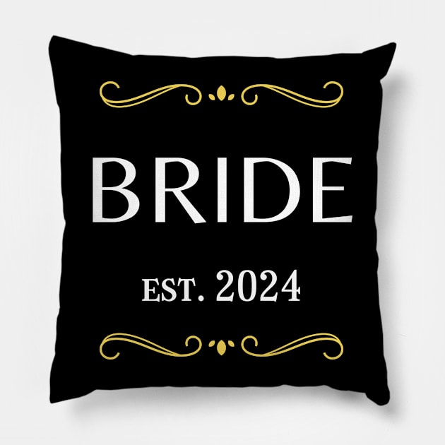 bride to be - to be bride est 2024 Pillow by vaporgraphic