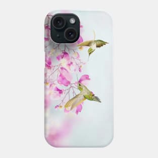 Two Hummingbirds and Magnolia Flowers Phone Case