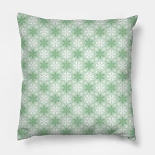 Bright Green and Winter White Snowflakes Pattern Pillow