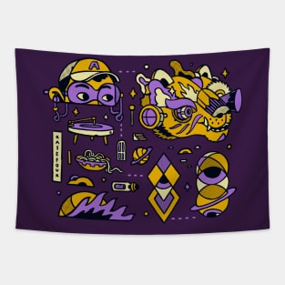 Purple Wolf Pack Tapestry