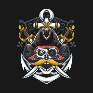 mustache skull pirate T-Shirt