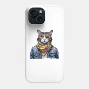 street cat wearing a jacket and bandana Phone Case