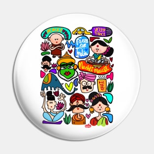 Faces of India Pin