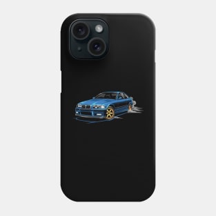 M3 E36 Car Illustration Blue Phone Case