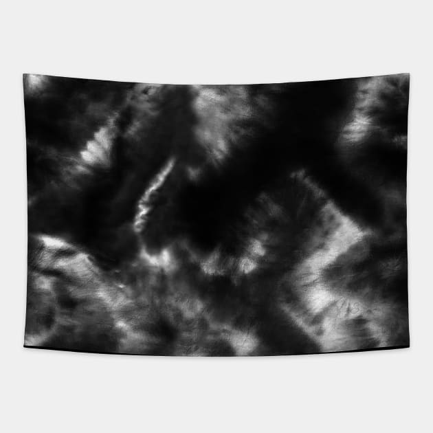 Vibrant Black and White Tie-Dye Tapestry by Carolina Díaz