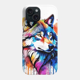 Watercolor wolf art Phone Case