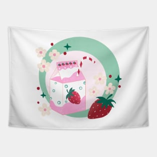 Strawberry milk badge Tapestry