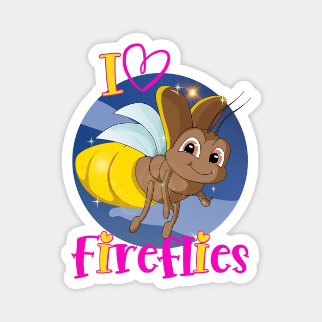 Cute Firefly I Love Fireflies Magnet by Dallen Fox