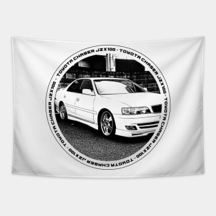 TOYOTA CHASER JZX100 Black 'N White 4 Tapestry