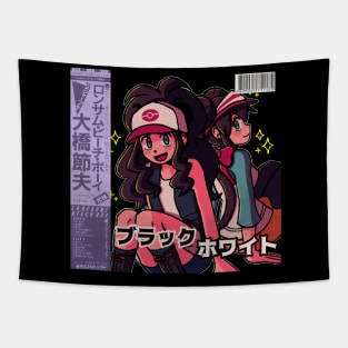 vaporwave anime aesthetic rosa hilda gen 5 video game Tapestry