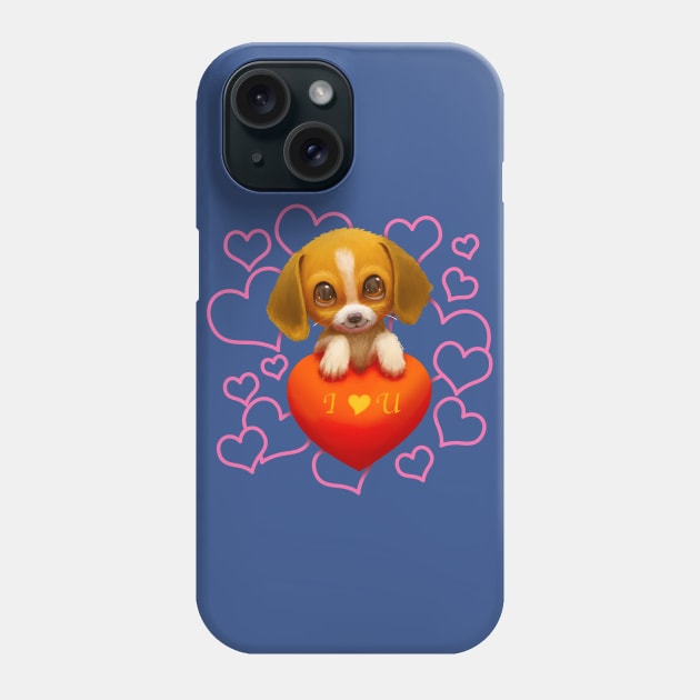 I Love You Sweetheart Cute Beagle Puppy Phone Case by Irene Koh Studio