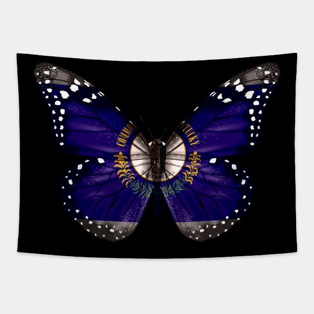 Kentucky Flag Butterfly - Gift for Kentuckian From Kentucky KY Tapestry by Country Flags