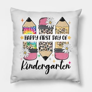 First Day Kindergarten Teacher Leopard Pencil Back to School Pillow