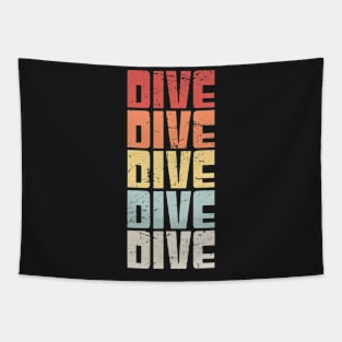 Retro 70s Scuba DIVE Text Tapestry