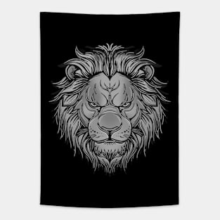 Black and white lion with mane Tapestry