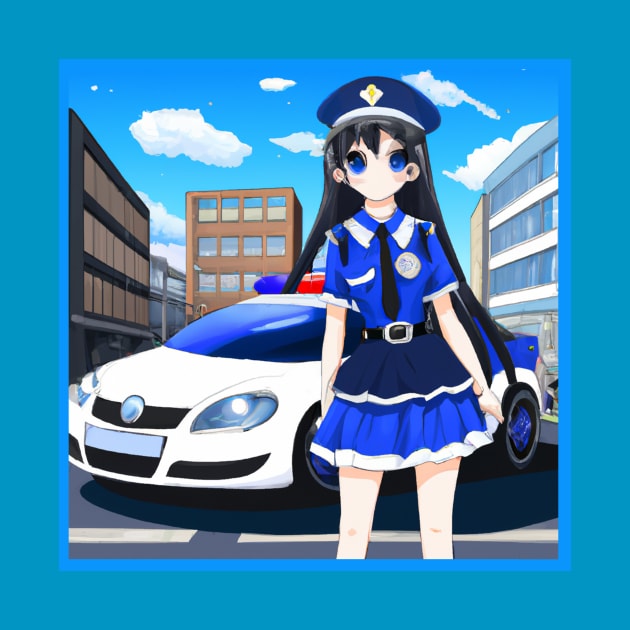 Anime Policewoman with Patrol Car by Starbase79