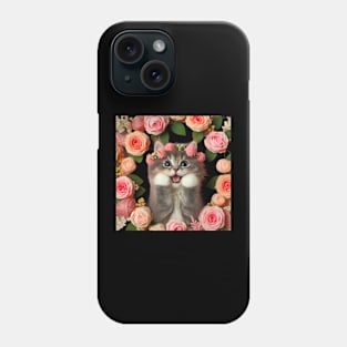 Garden Delight: A Funny and Cute Cat Amidst a Floral Wonderland Phone Case