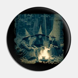 Three Witches In Woods Pin