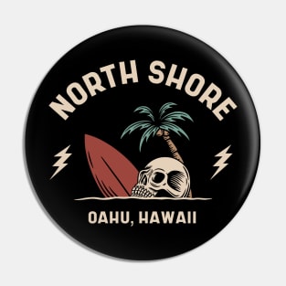 Vintage Surfing North Shore Oahu Hawaii // Retro Surf Skull Pin