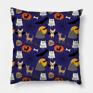 Halloween chihuahuas - navy Pillow