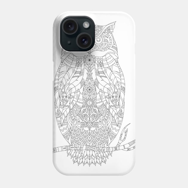 colorful owl line art idea Essential Sticker Phone Case by Marhaba