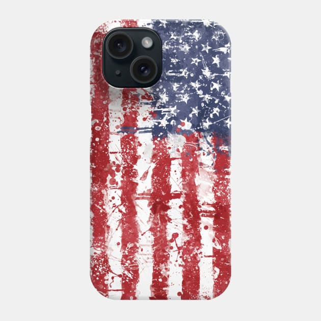 USA Flag Action Painting - Messy Grunge Phone Case by GAz