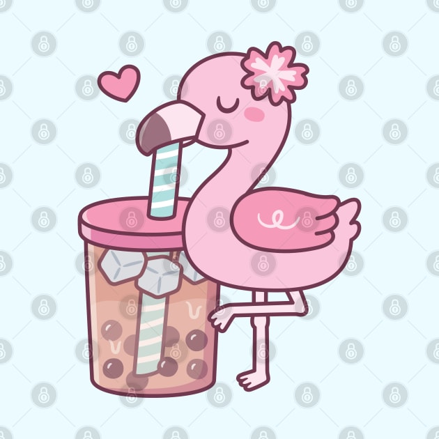 Cute Flamingo Loves Bubble Tea by rustydoodle